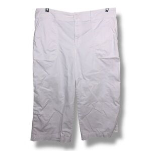 Size 14 Chaps White Wide Leg Capris Cotton Blend Stretch Classic Neutral Coastal